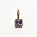 Golden pendant featuring a square purple gemstone set in a minimalist birthstone design - Gold - June