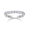Elegantly polished S925 sterling silver band featuring nine radiant round-cut moissanite stones - US 7 / Silver (R13241)