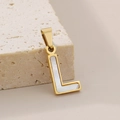 Golden letter L pendant with white shell inlay and elegant 18K gold-plated finish - Letter L(KP115524-K)