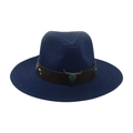 Chapeau de paille bleu foncé avec accessoire de tête de taureau et broderies - Bleu marine