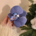 Elegant purple orchid flower hair clip with a center pearl detail for a festive look - Deep purple