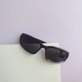 Child's stylish black sunglasses with dark lenses in an oval-square frame design - Black Frame Black Grey Lens