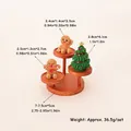 Miniature Christmas gingerbread man and tree ornaments set with wooden display stand - Gingerbread Man Set 2 (4 Pieces)