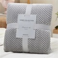 Grey waffle knit flannel blanket folded with a white ribbon and premium home gift card - 45x65cm Pet Blanket / Light Gray
