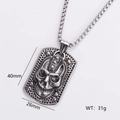 Vintage silver punk skull anchor necklace pendant in titanium steel 40mm x 26mm - Embossed Skull Pendant