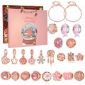 Rose gold Christmas advent calendar box with DIY beaded bracelets and snowflake charms - Rose Gold SDT074