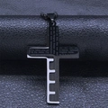 Heren kruishanger van zwart en zilver roestvrij staal met gegraveerd Onze Vader-gebed - Hanger / Zwart