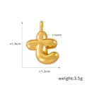 Polished gold plated copper bubble letter T pendant charm with smooth balloon effect texture - Letter T (D79-T)