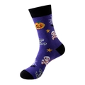 Halloween lila Socken mit Kürbis und Totenkopf Trick or Treat Mustern für Damen - Einheitsgröße / Lila Skelett Thema (294)