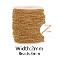 Goldene Edelstahl-Perlenkette 2mm Breite und 3mm Perlen für DIY-Schmuckherstellung - Breite 2mm / Gold