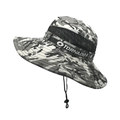 Detail of camouflage sun hat featuring breathable black mesh and adjustable chin strap - M (56-58cm) / Camouflage Light Gray