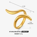 Minimalistischer verstellbarer Wellenring aus 18K vergoldetem Edelstahl mit 1,7cm Band - Gold