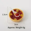 Miniature 3cm gold bowl with sweet soup and rice balls keychain accessory - 3cm Gold Bowl-No.4 (No Hook)