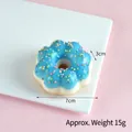 Blue artificial donut model with colorful sprinkles and rainbow icing, 7cm diameter size - Diameter 7cm, Height 3cm / Teal