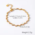 Bracelet chaîne à vagues en acier inoxydable plaqué or 18K avec fermoir mousqueton réglable - Bracelet Minimaliste à Texture Ondulée (HC-B20483)