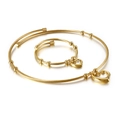 Set gioielli cuore dorato con girocollo in filo d'acciaio intrecciato e bracciale abbinato - Collezione Collana E Bracciale (KS90162-Z) / Oro (KS90162-Z)