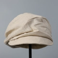 Dettaglio del cappello da strillone in lino beige che mostra la trama naturale del tessuto - M (56-58cm) / Beige