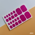 Pink glitter toe nail polish wraps J004 set with shimmering finish for easy application - J004 Rose Pink Glitter