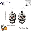 Halloween skeleton drop earrings measuring 5.5cm by 2.4cm and weighing 1.1g - Skull Alien