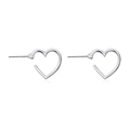 Minimalist silver heart stud earrings with hollow geometric design in polished finish - Silver Hollow Heart Style (x176)