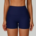Pantaloncini da yoga a coste blu scuro a vita alta con controllo della pancia e compressione - S / Blu navy