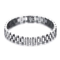 Bracciale stile cinturino d'orologio in acciaio inossidabile argento con chiusura a scatto - 10mm: 18cm / Color Acciaio