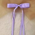 Elegant lavender satin ribbon bow hair clip with long streamers and silky finish - Long Streamer Style (Single) / Purple