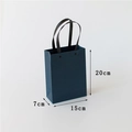 Navy blue minimalist gift bag with black handles, size 20x15x7cm matte paper texture - Small (15x20x7cm) / Dark Blue