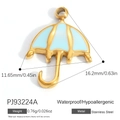 18k gold plated stainless steel umbrella charm with light blue enamel finish - Blue Umbrella Pendant PJ93224A