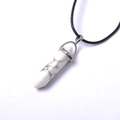 Natural white howlite hexagonal crystal pendant necklace with black cord and silver clasp - White Turquoise