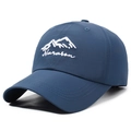 Navy blue quick-dry sun protection baseball cap with white Narason mountain embroidery - Adjustable / Navy Blue