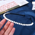 Handheld 6mm white marble crystal stone headband on a premium dark blue silk background - 6mm White Turquoise