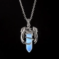Vintage zilveren draak gewikkeld om een blauwe opaal kristallen hanger aan ketting - Met Ketting / Opalite