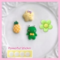 Cute 3D resin cartoon patches with strong adhesive pads for DIY phone case decoration - Frog 4Pcs Set (With Adhesive)