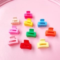 Set of 10 mini matte square hair claws in vibrant candy colors for women and girls - Single Piece / Rainbow Random
