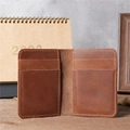 Vintage brown genuine leather wallet with six card slots and durable contrast stitching - 1088 Reddish Brown