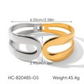 Detailed dimensions of gold and silver two-tone open bangle with 6.55cm diameter - Mixed Gold Silver Wide Hollow Style (HC-B20485-GS)