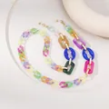 Detail van kleurrijke acryl brillenketting met matte schakels en gouden kreeftsluitingen - Stijl D-Macaron Kleur Patchwork