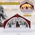 LED lighted Christmas tabletop ornament with snowmen scene and festive pine needle decor - White