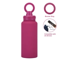 Rose red insulated sports bottle with magnetic Booster Ring phone holder and matte finish - 1 L / Fuschia