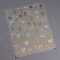 Autocollants nail art 3D gaufrés or et blanc avec motifs papillons et nœuds M-510 - Style d'Étoile Papillon (M-510)
