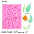Pink silicone leaf mold with eleven diverse botanical textures for fondant cake decorating - 1# Leaves Style / Pink