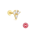 16G Gold-plated S925 silver flat back labret stud with pear-cut zircon flower design - Gold #10 (Teardrop Cluster)