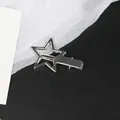 Μινιμαλιστικό ασημί κλιπ μαλλιών πεντάλφα με γυαλιστερό μεταλλικό φινίρισμα αστεριού - Κλιπ BB / Μονό / Διάτρητο / Ασημί
