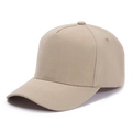 Classic five-panel solid beige baseball cap with curved brim and durable twill cotton - Adjustable / Khaki Coarse Texture Five-Panel Blank