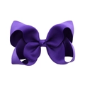 4-inch handmade purple grosgrain ribbon hair bow clip with textured fabric for girls - Purple (#36)