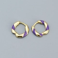 S925 silver twist hoop earrings with purple enamel and gold-plated spiral finish - 925 Silver / Gold (Purple)