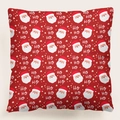 Primer plano de funda de cojín navideña roja con Papá Noel y frase HO HO HO - 45x45 cm / Estilo 5-Estampado de Papá Noel rojo