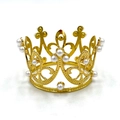 Elegante corona dorata con motivo in metallo traforato e perle bianche da ragazza - Plastica Perla Mini Oro