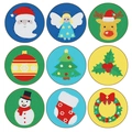 9-piece set of DIY Christmas diamond painting coasters featuring Santa and reindeer designs - Christmas Icon Style (BD605)